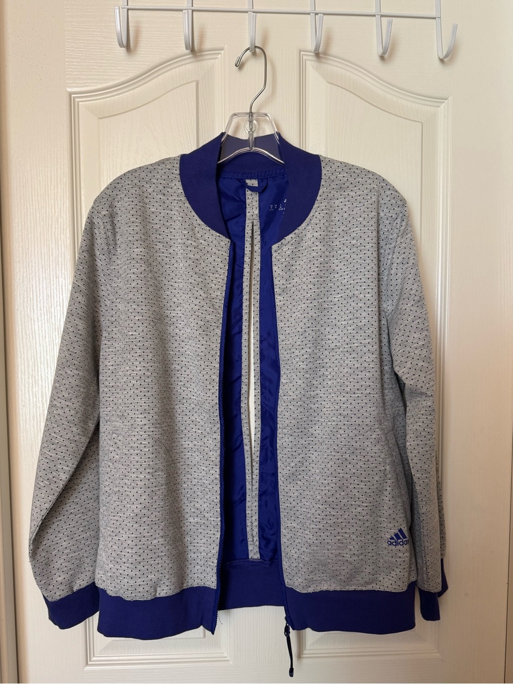 adidas Gray & Blue Perforated Bomber Jacket